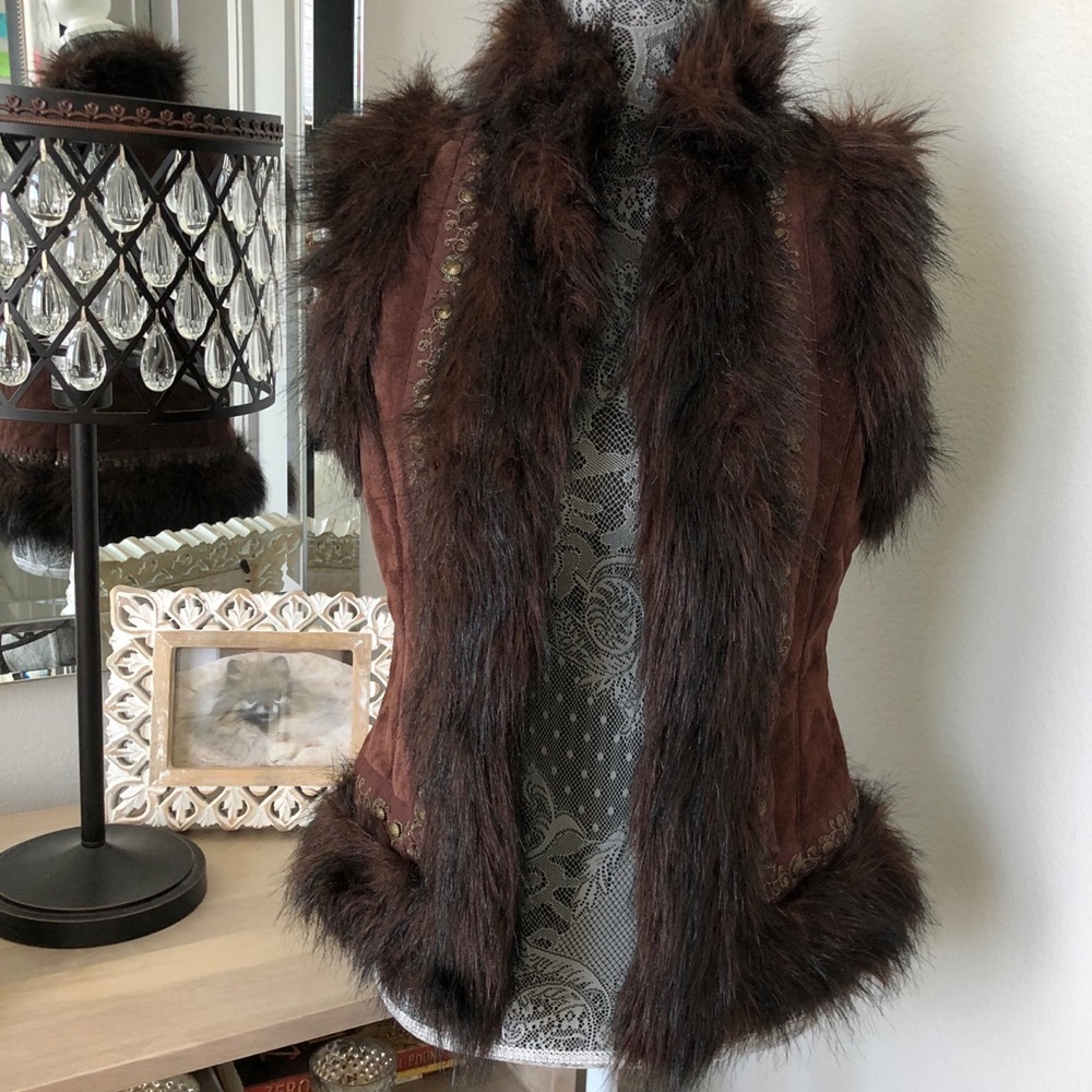 Boho style faux fur vest